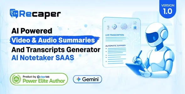 Recaper - AI Powered Video And Audio Summaries And Transcripts Generator | AI Notetaker SAAS
