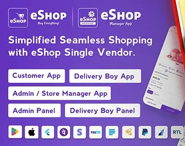 eShop - Multi Vendor eCommerce App & eCommerce Vendor Marketplace Flutter App