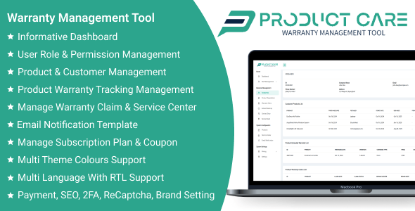 ProductCare SaaS - Warranty Management Tool